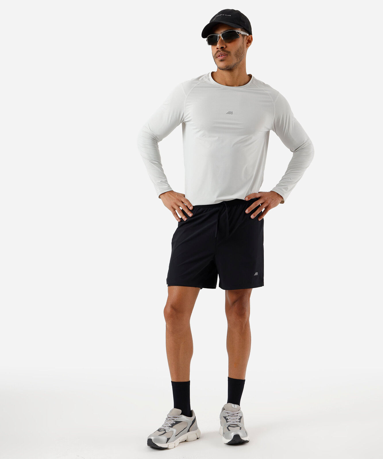 short masculino esportivo com bermuda de compressão preto