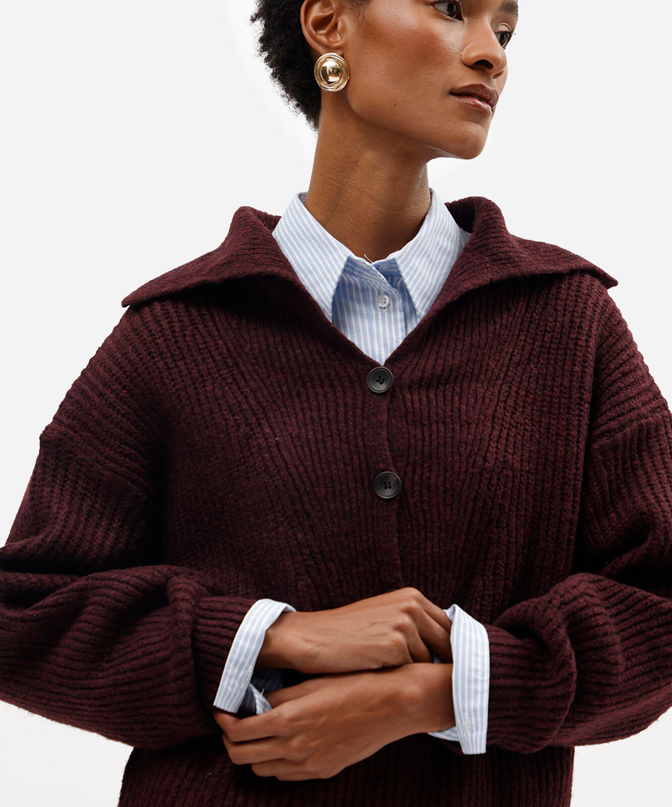 suéter feminino de tricot com gola canelado vinho