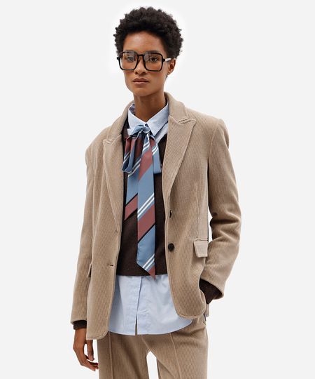 blazer de alfaiataria feminino canelado bege M