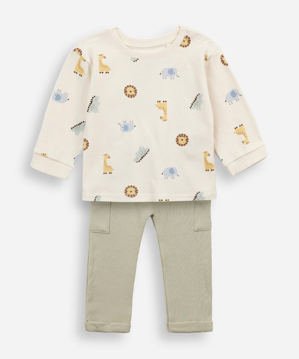 conjunto longo infantil bichinhos verde
