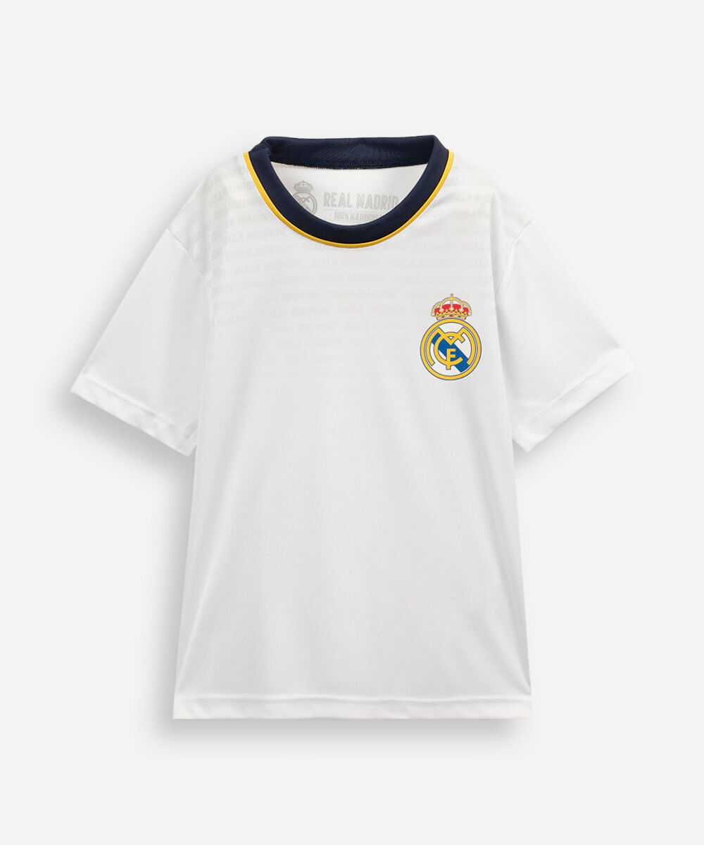 camiseta infantil manga curta real madrid off white