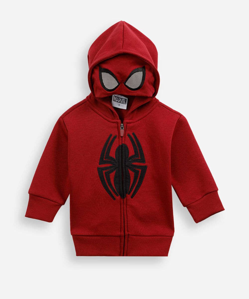 blusão infantil moletom com capuz homem aranha vinho