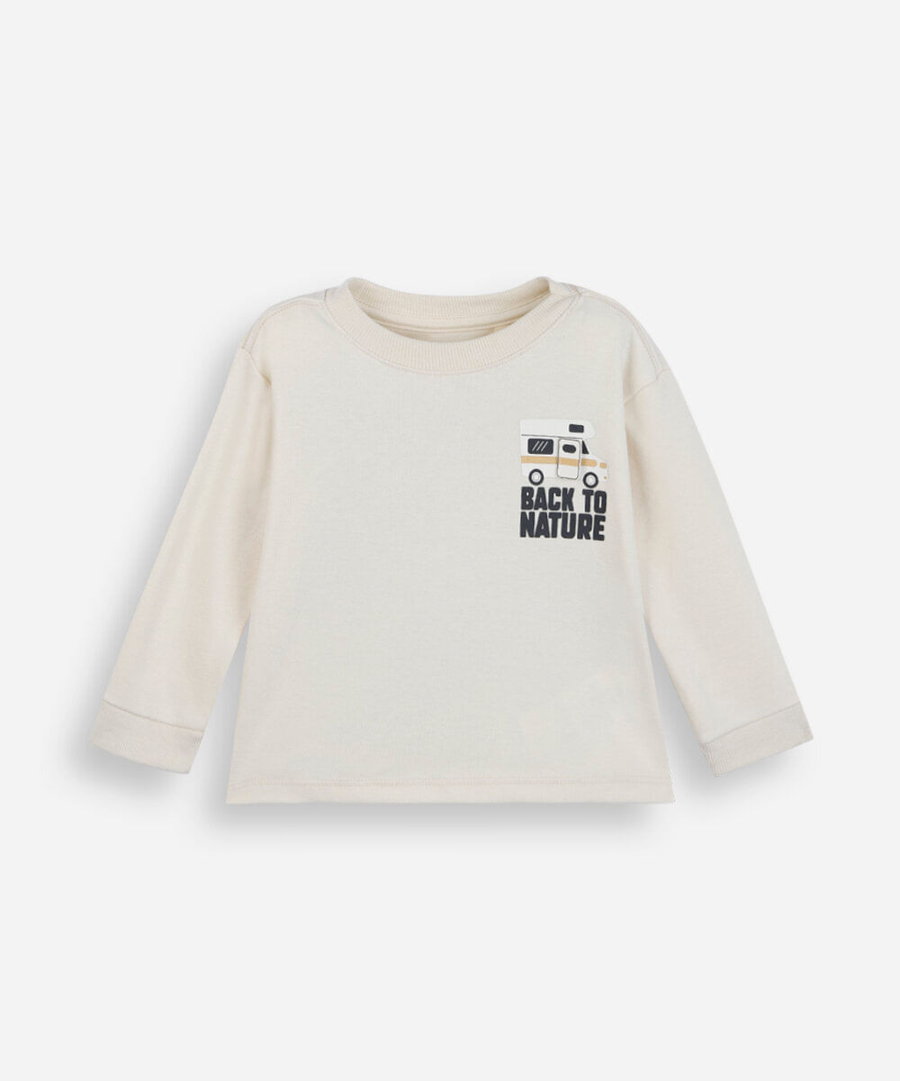 camiseta infantil com algodão manga longa estampado off white