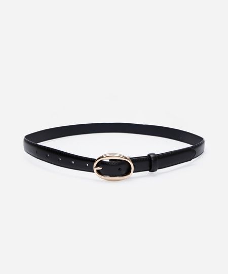 cinto fino com fivela oval preto P