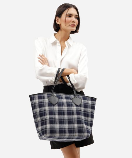 bolsa shopper xadrez mindset azul UNICO