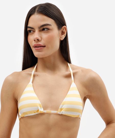 biquíni top cortininha feminino listrado off white M