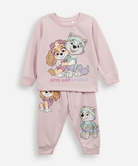 pijama longo infantil patrulha canina rosa 5