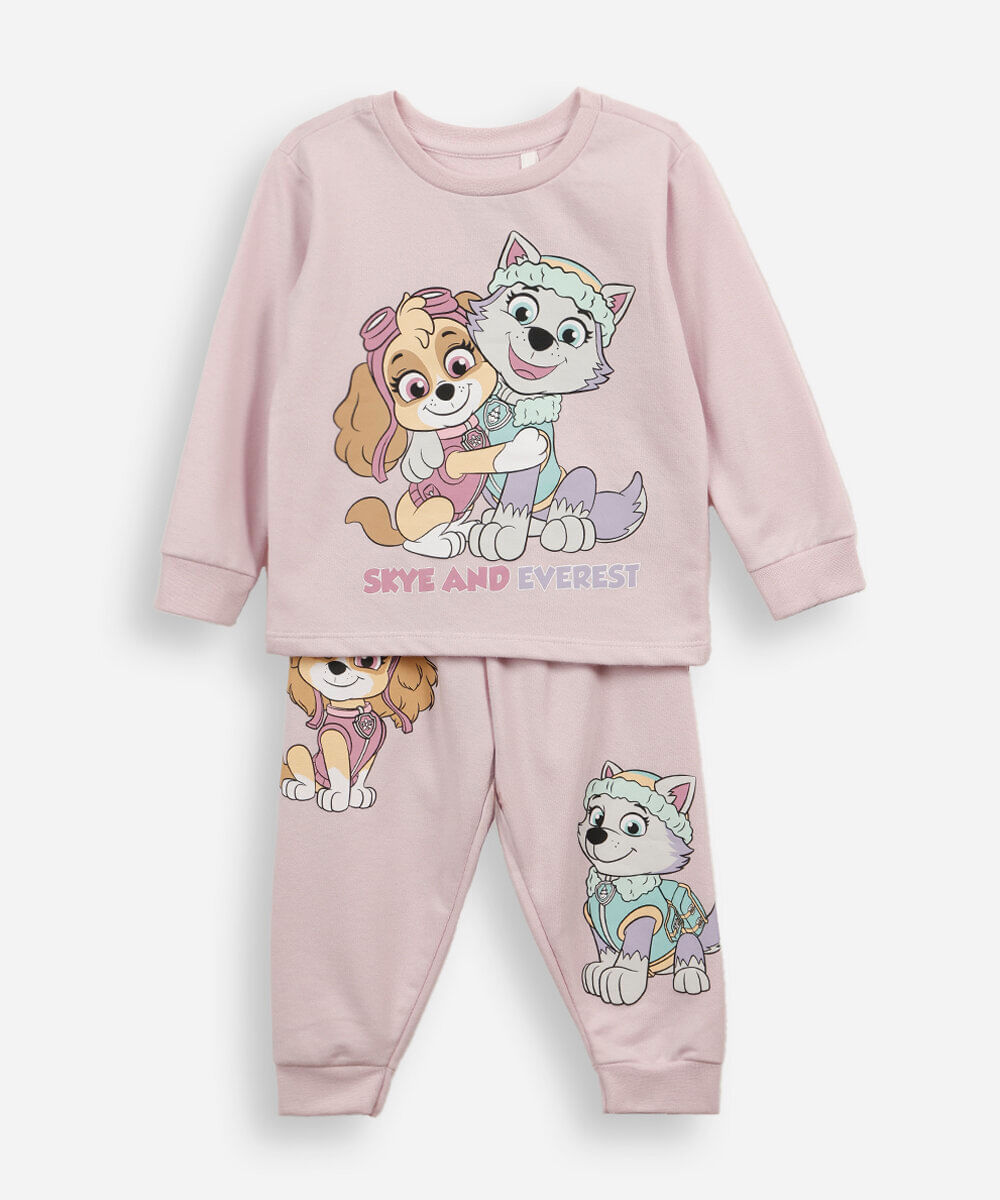 pijama longo infantil patrulha canina rosa