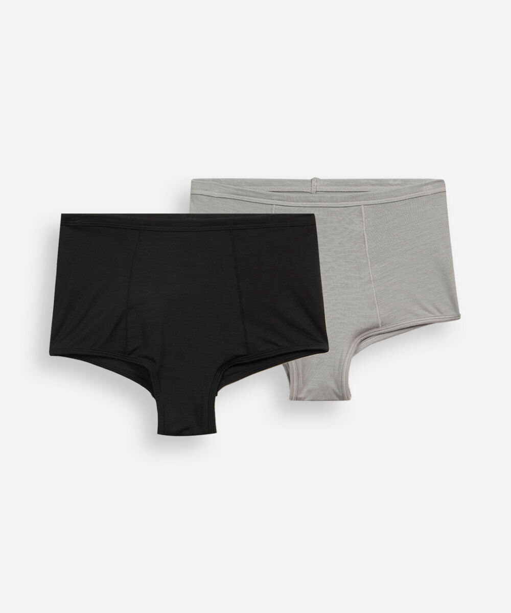 kit de 2 calcinhas boyshort feminina de modal colorido
