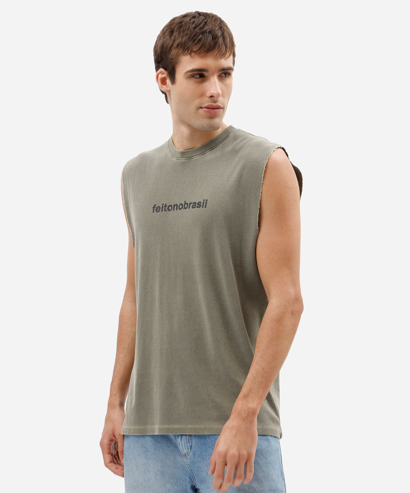 regata machão masculina de algodão estampada verde