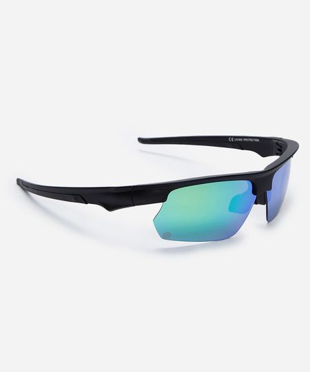 óculos de sol esportivo unissex de acetato preto UNICO