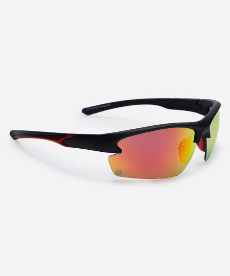 óculos de sol esportivo unissex de acetato preto UNICO