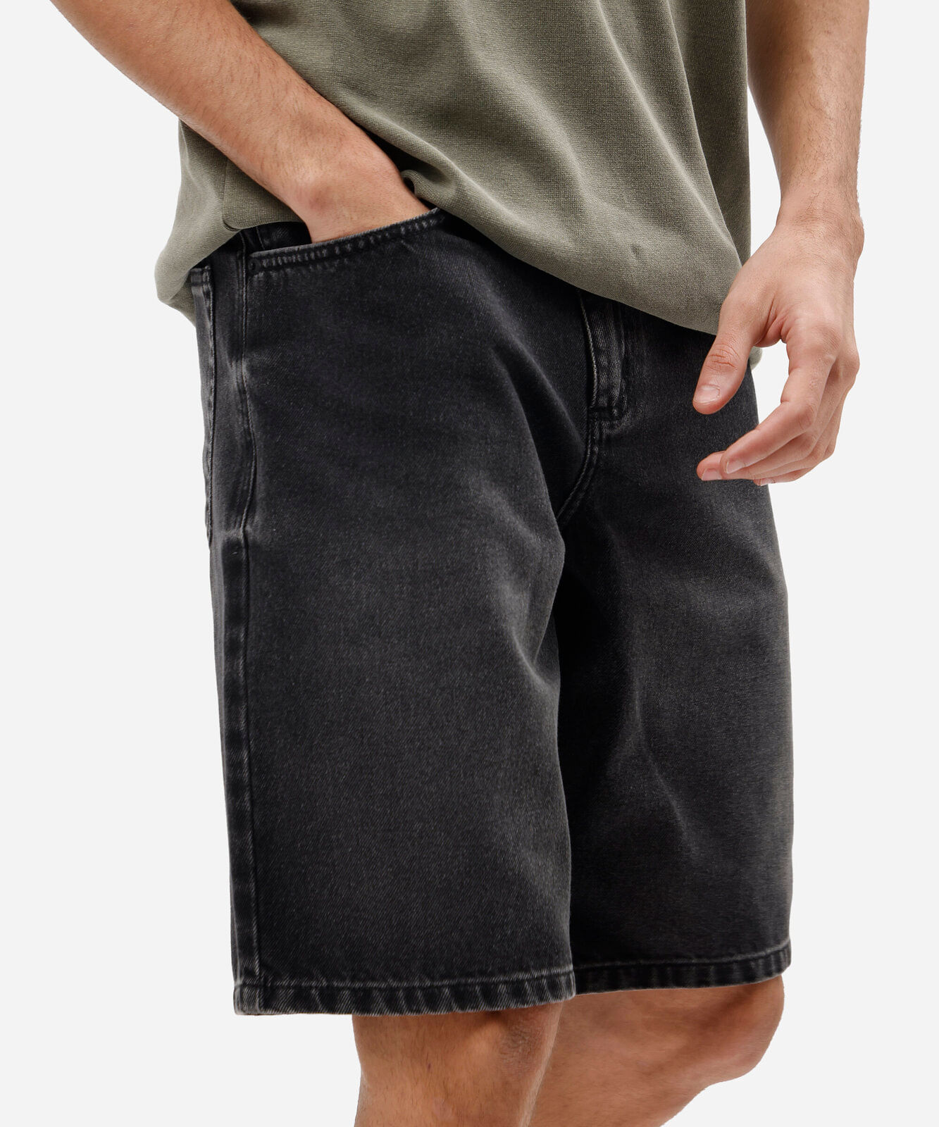 bermuda reta masculina jeans preta