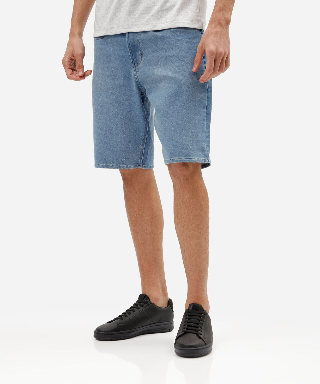 bermuda reta masculina comfort jeans azul