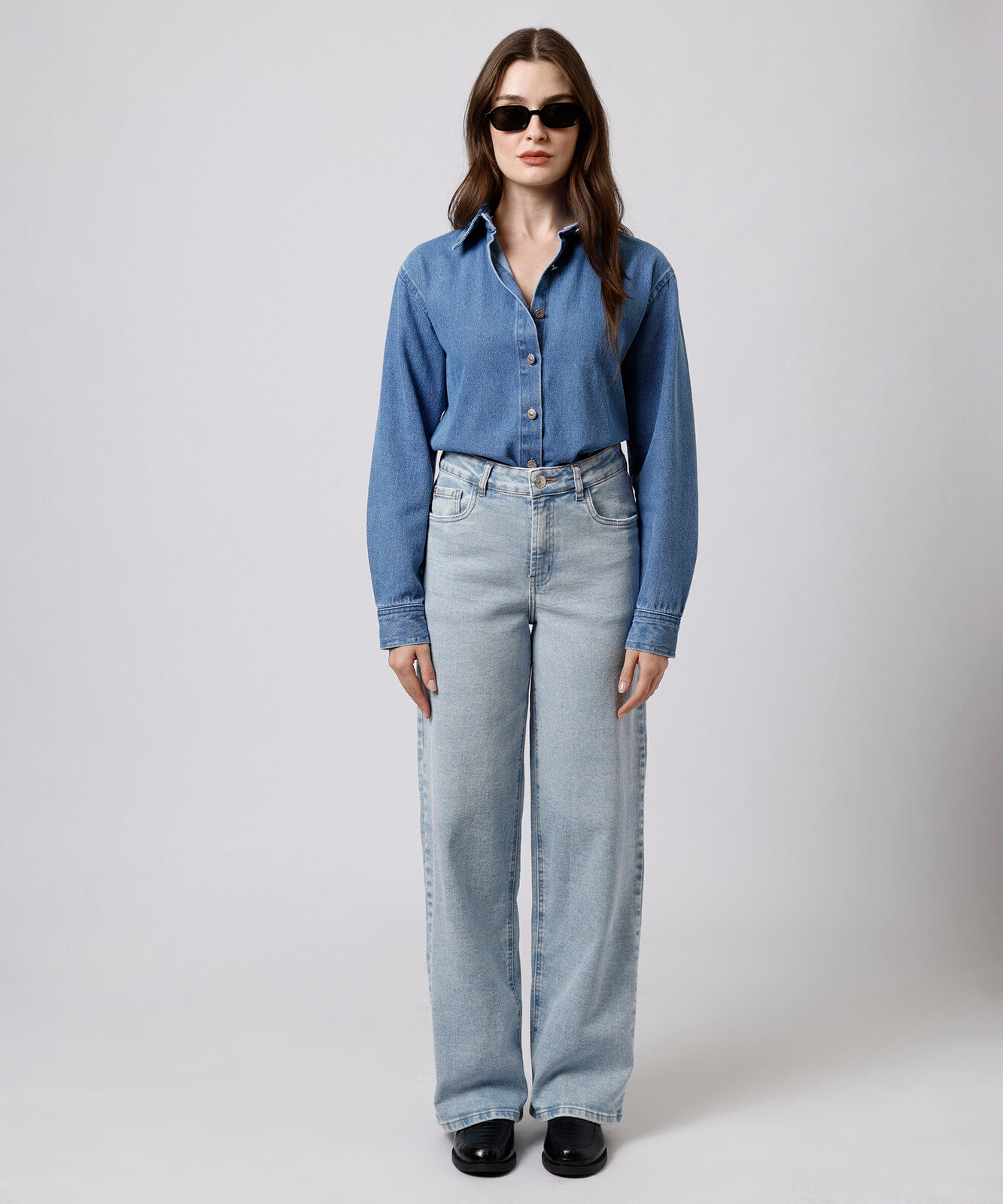 calça reta new york feminina jeans azul