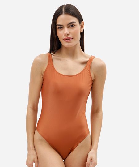 maiô feminino decote redondo marrom G