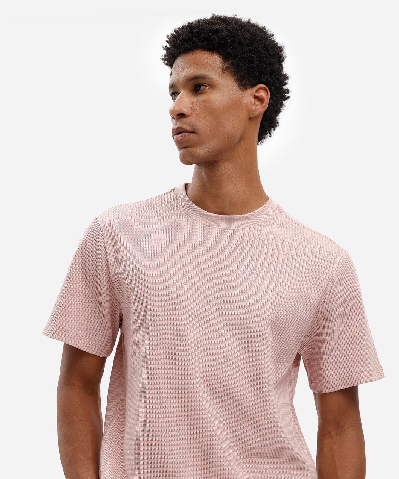 camiseta masculina manga curta texturizada rosa