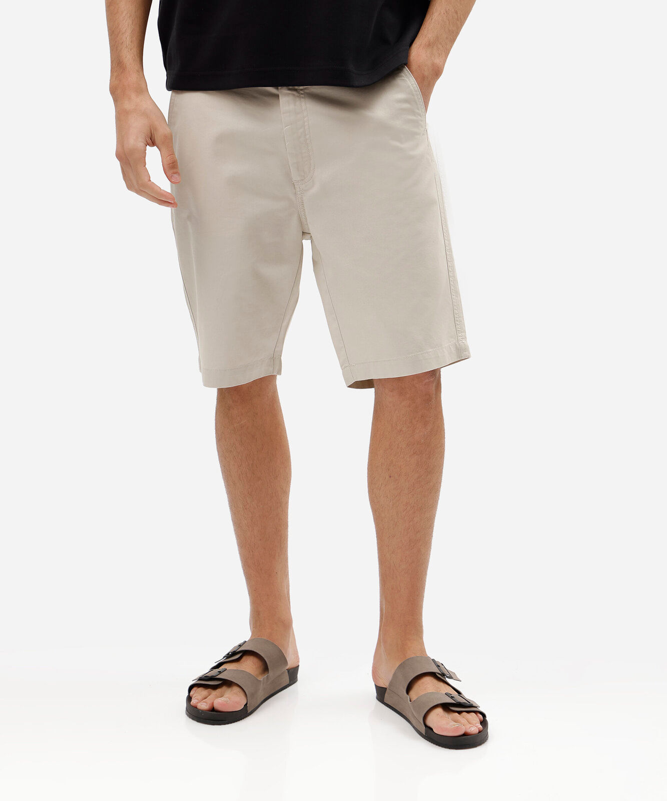 bermuda masculina reta chino bege