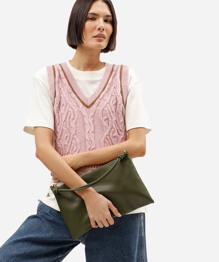 bolsa baguete alça com nós verde UNICO