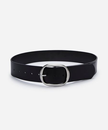 cinto largo feminino fivela arredondada preto G