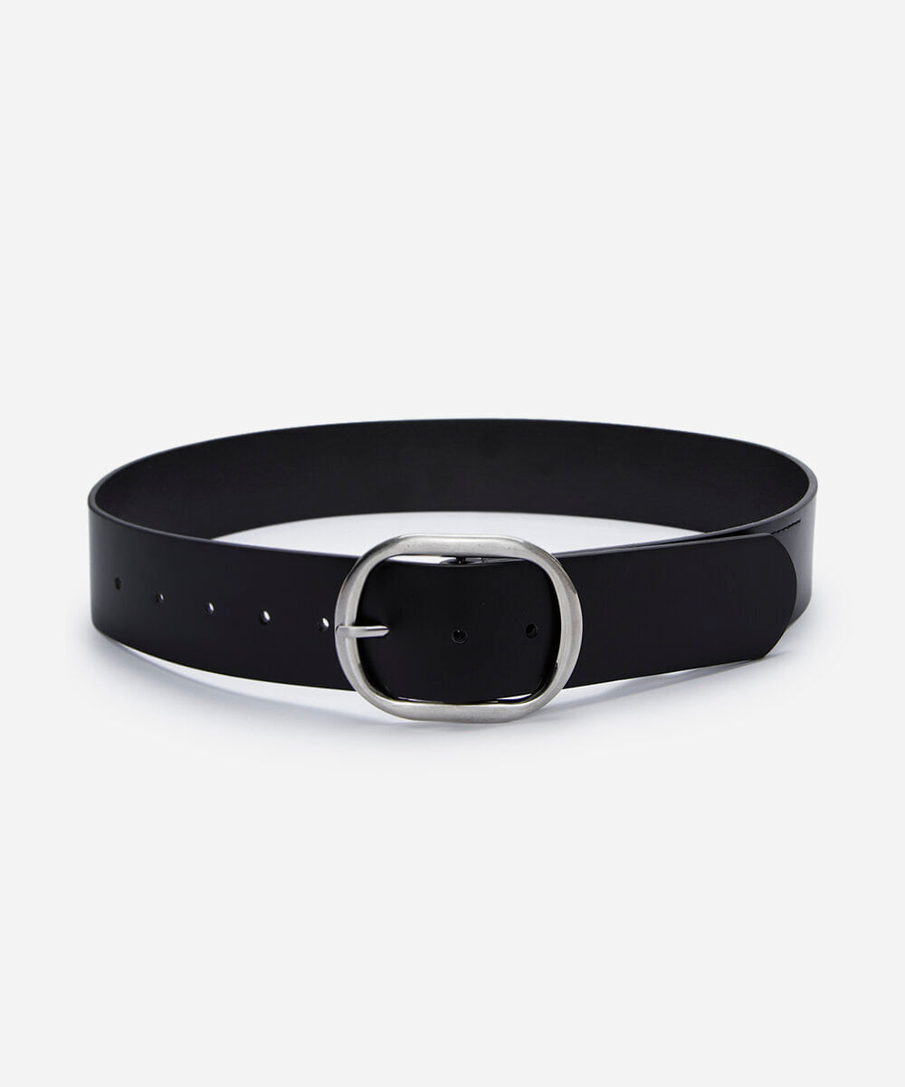 cinto largo feminino fivela arredondada preto