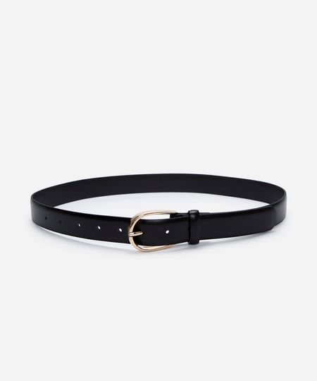 cinto slim fivela arredondada preto P