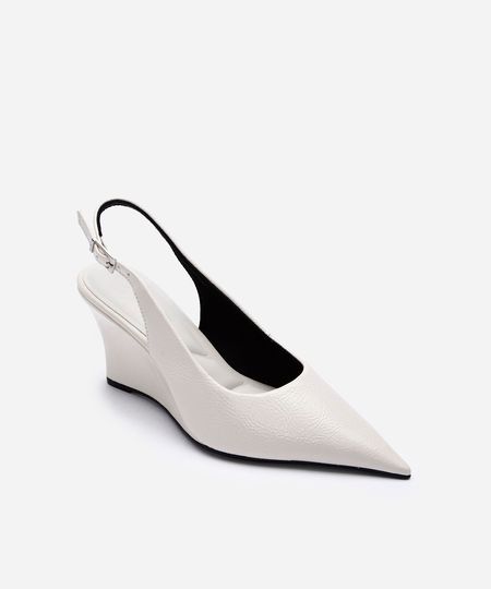 scarpin anabela slingback com bico fino - branco 38