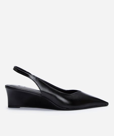 scarpin slingback anabela baixo preto 37