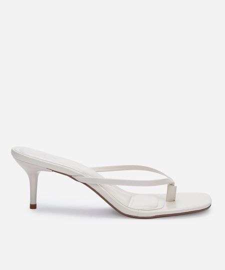tamanco bico quadrado salto fino off white 36