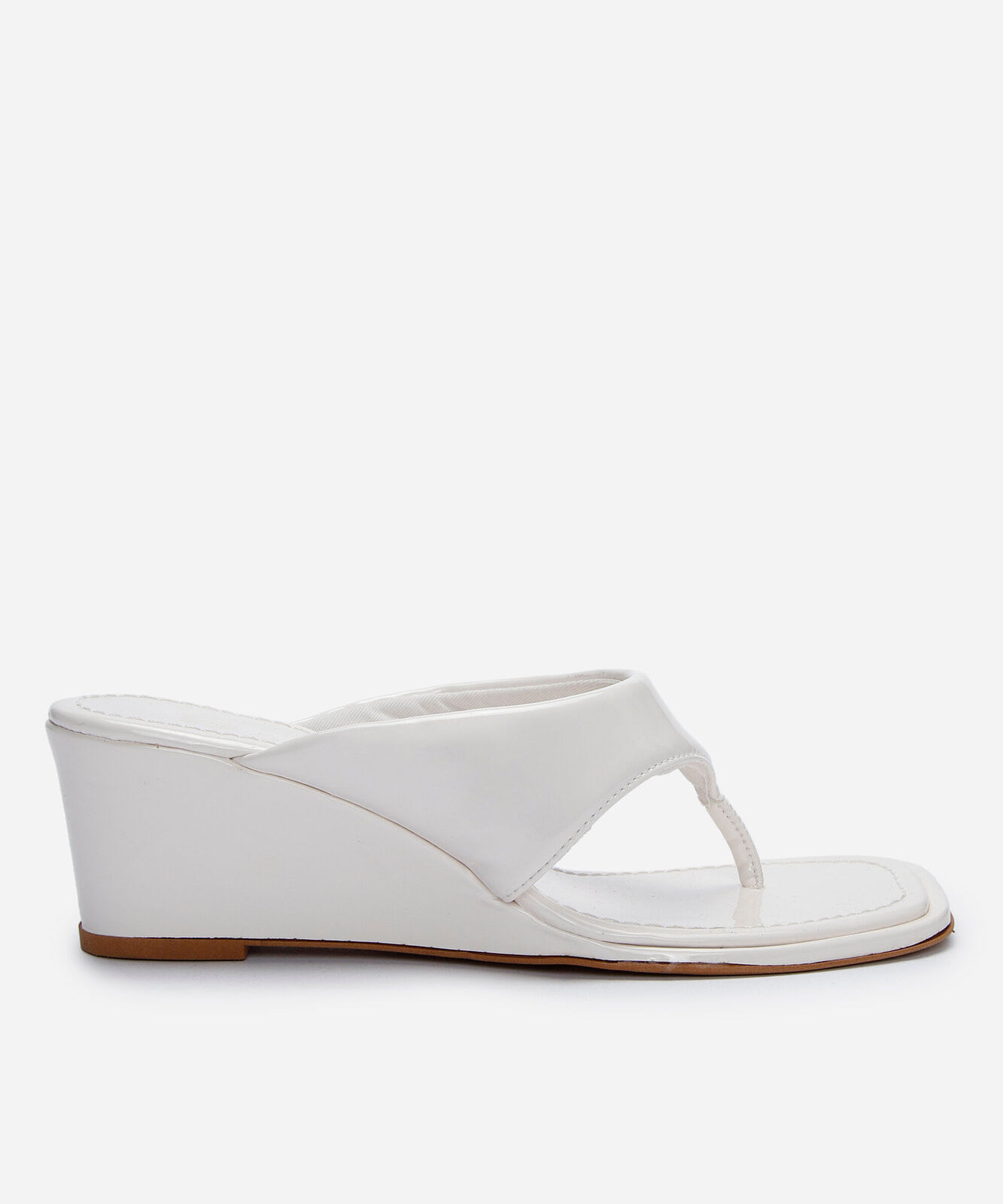 tamanco bico quadrado anabela off white