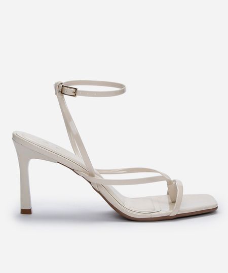 sandália bico quadrado com tiras finas off white 38