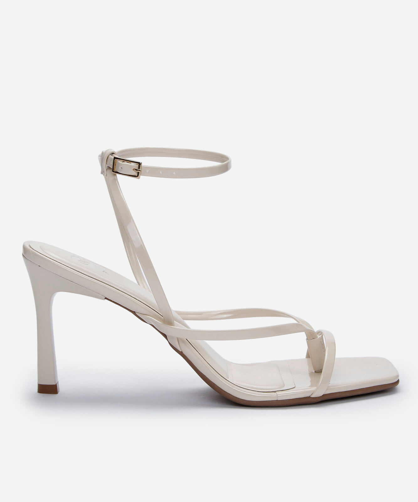 sandália bico quadrado com tiras finas off white