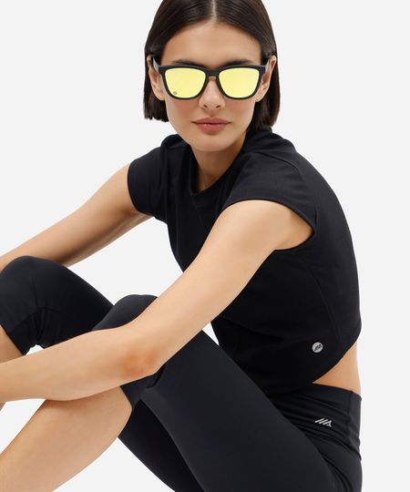óculos de sol esportivo unissex de acetato preto UNICO