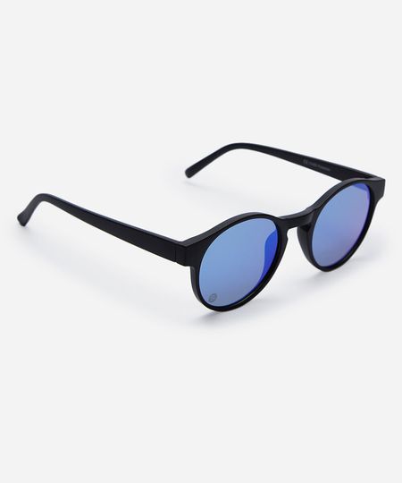 óculos de sol unissex redondo de acetato esportivo preto UNICO