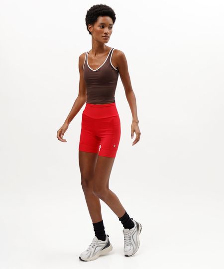 bermuda feminina esportiva com bolsos vermelha P