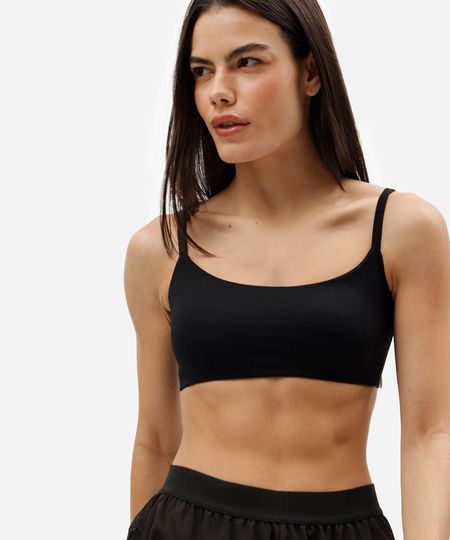 sutiã faixa feminino com bojo removível preto P