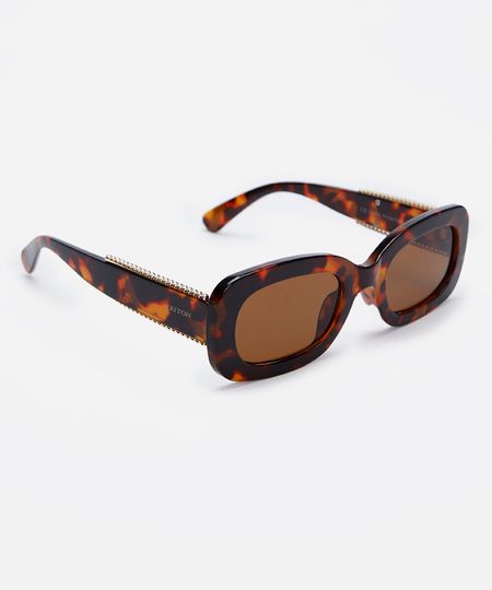 óculos de sol feminino quadrado de acetato tartaruga triton marrom UNICO