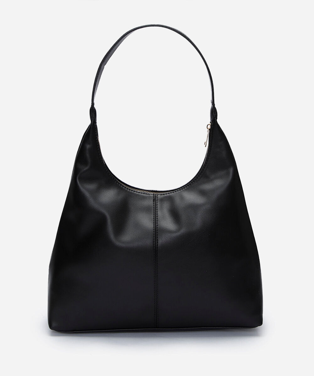 bolsa hobo com recorte preta