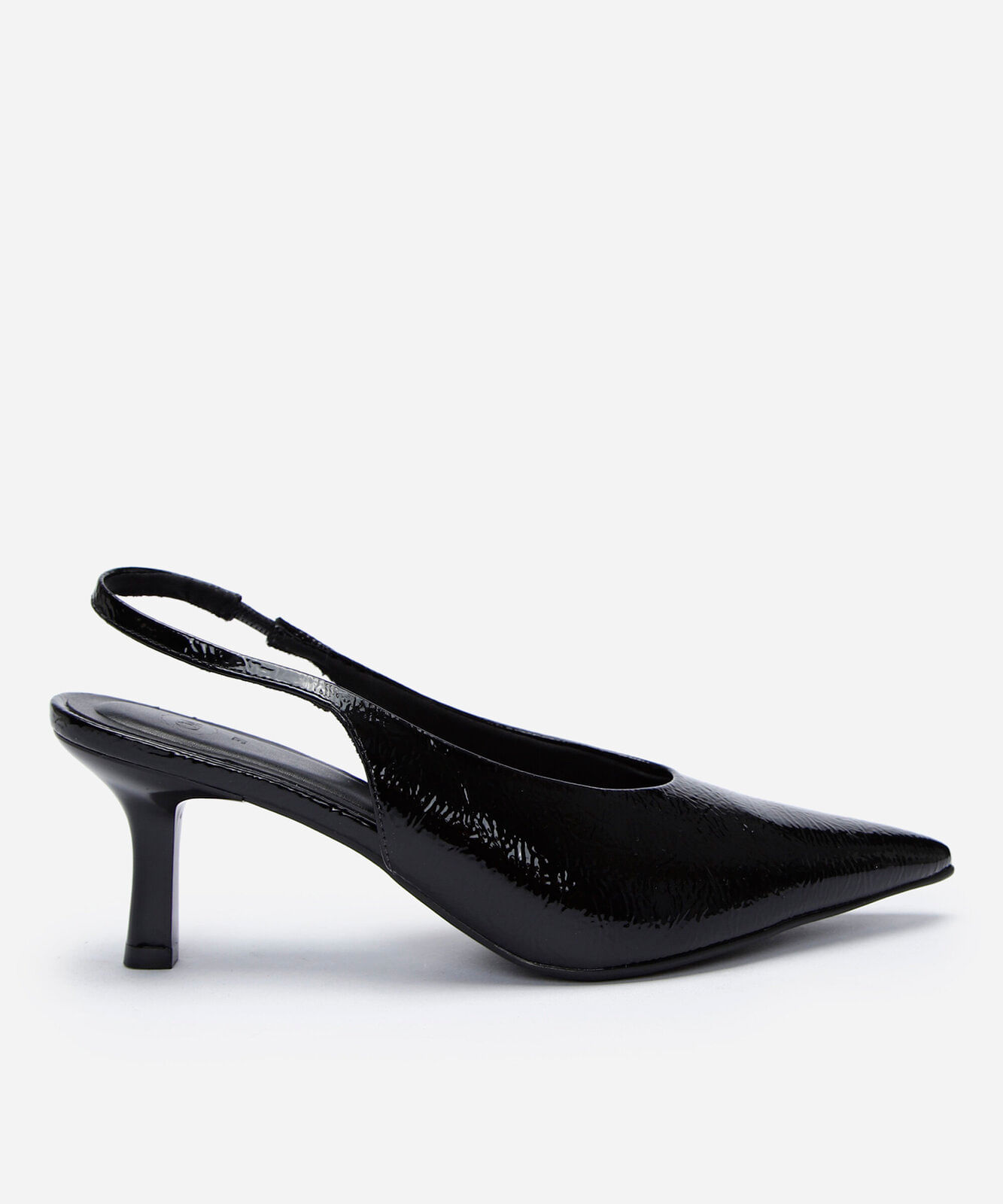 scarpin slingback bico fino salto médio preto