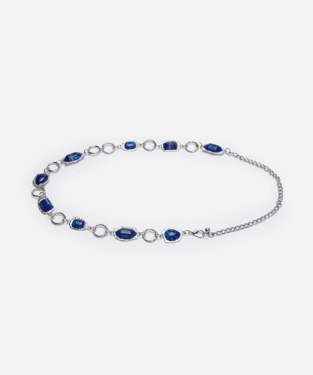 cinto de corrente orgânico boho com argolas prateado