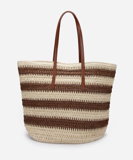 bolsa shopper texturizada listrada marrom UNICO