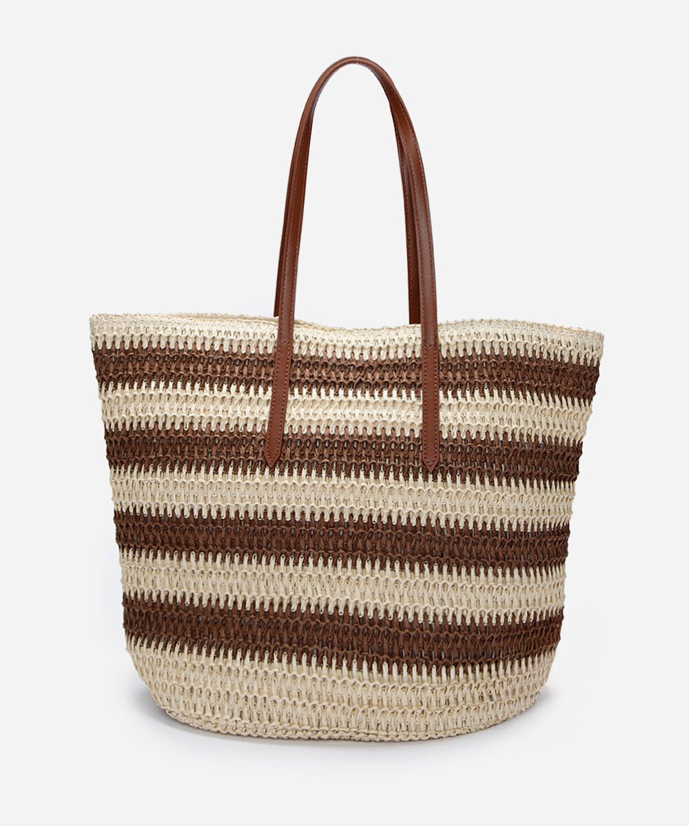 bolsa shopper texturizada listrada marrom