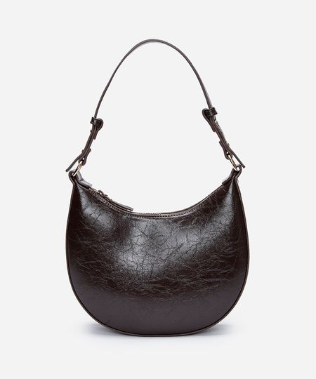 bolsa baguete alça fina marrom UNICO