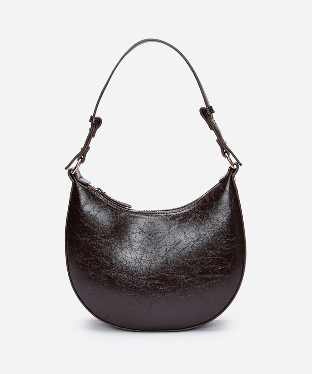 bolsa baguete alça fina marrom