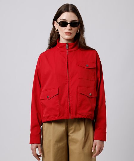 jaqueta feminina funnel neck mindset vermelha PP