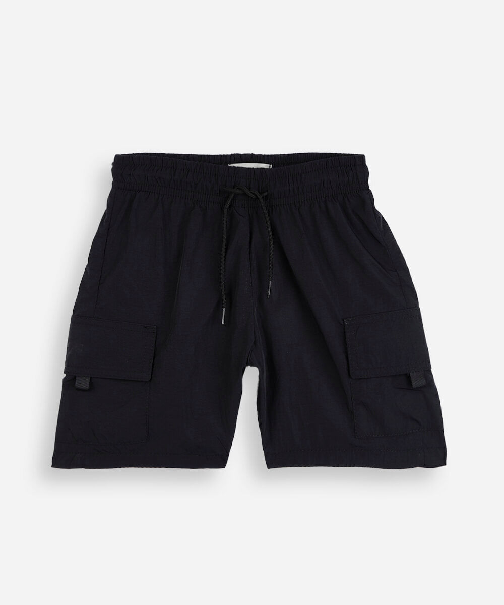 bermuda cargo infantil de poliamida preta