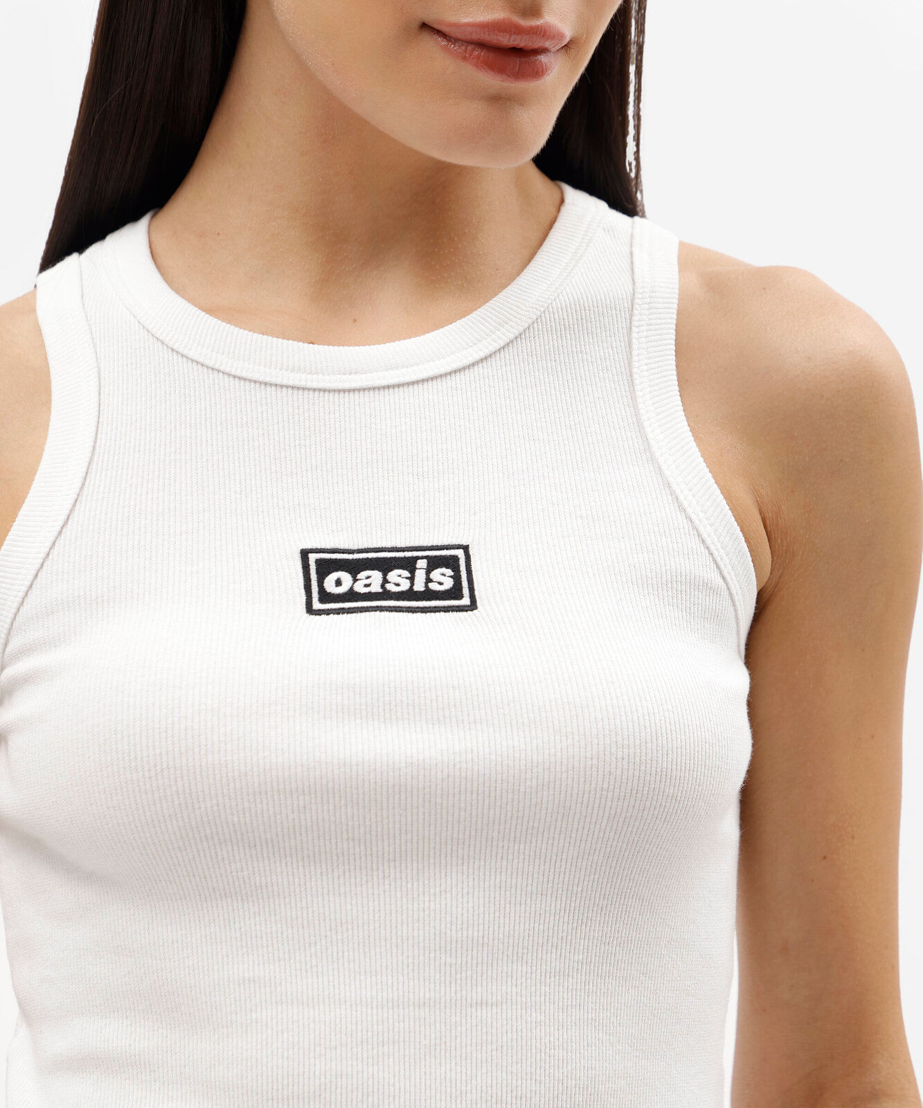 regata feminina de algodão canelada oasis off white