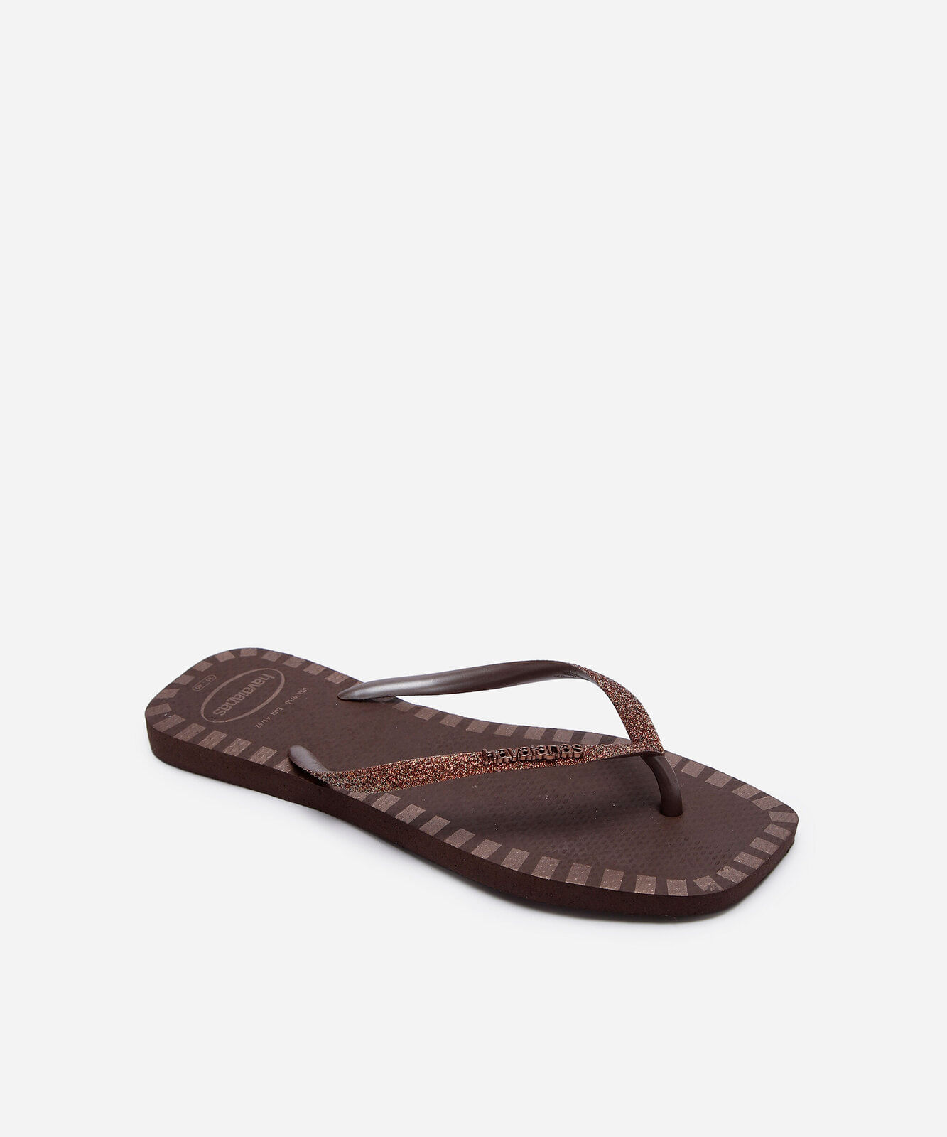 chinelo havaianas feminino square glitter contur marrom
