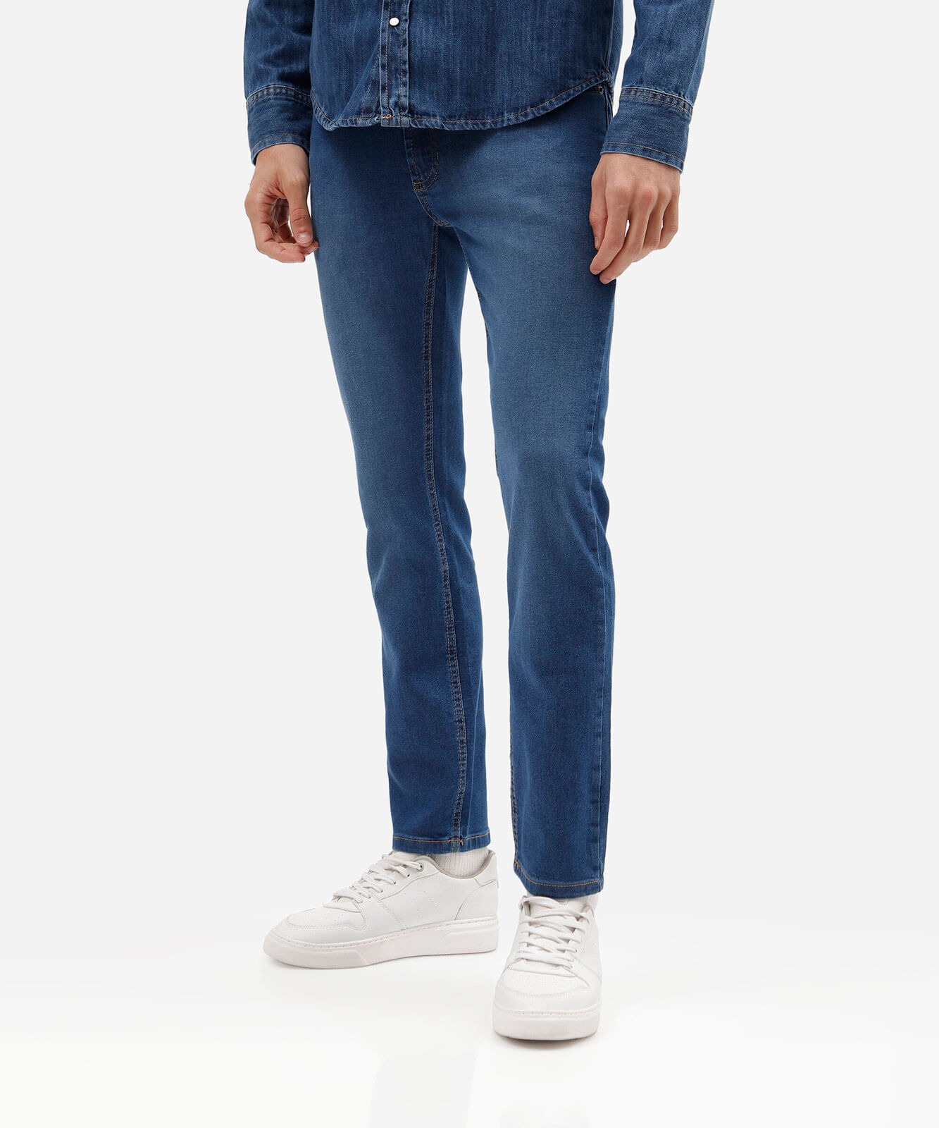 calça slim masculina jeans azul