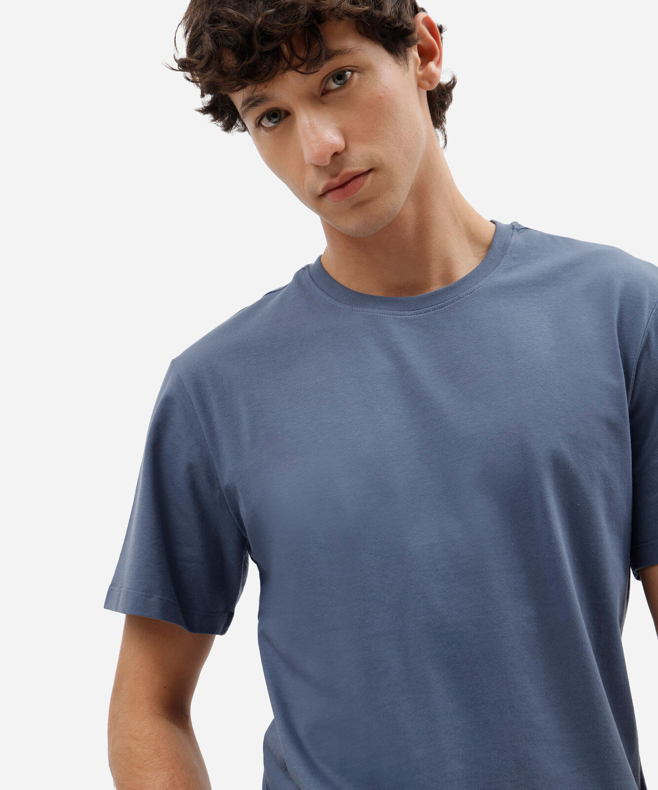 camiseta slim masculina de algodão azul